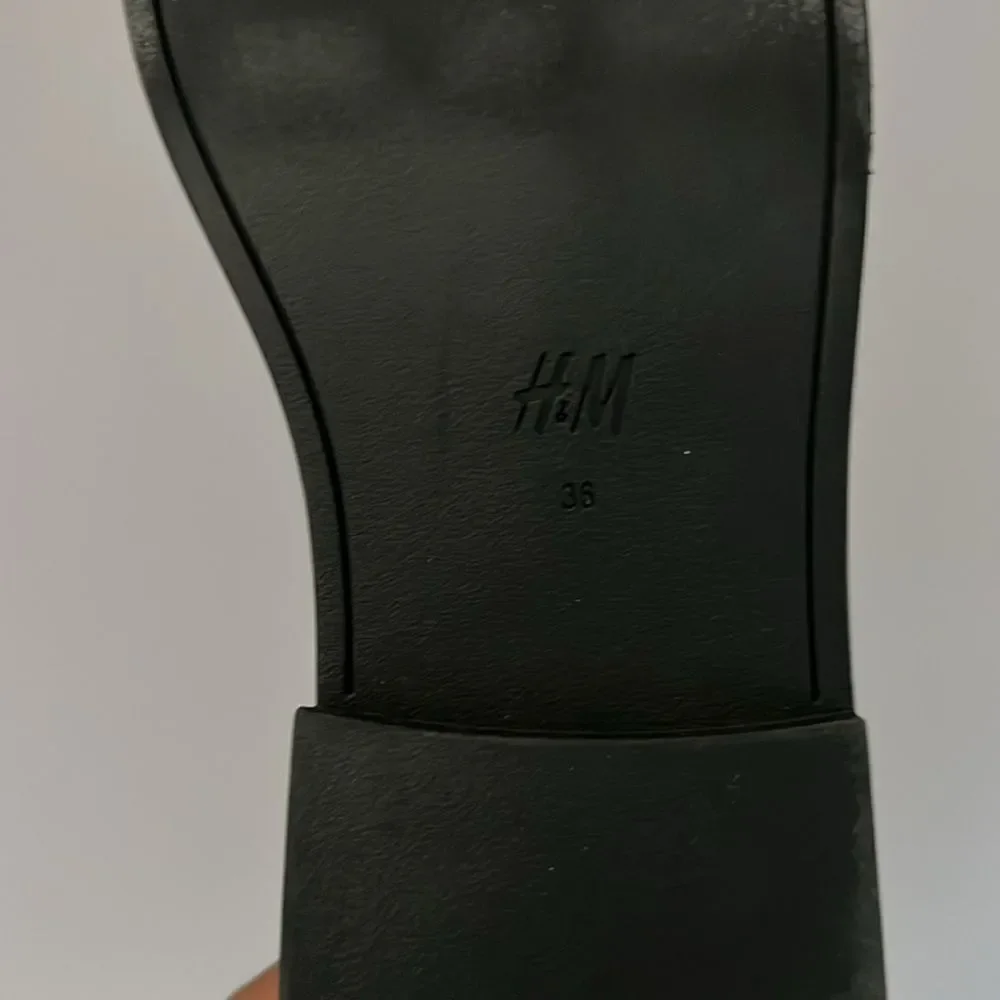 H&M Black Leather loafer with gold accents
